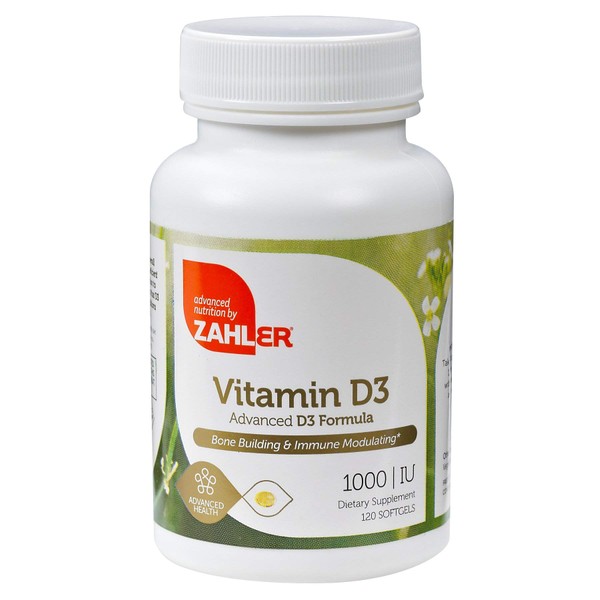 Zahler Vitamin D3 1,000IU, Vitamin D Supporting Bone Muscle Teeth and Immune System, Certified Kosher, 120 Softgels