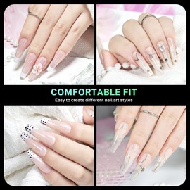 JODSONE Medium Long Square Fake Press on Nails Pre-shape Square Gel for Full Cover Acrylic Full Nail Tips 12 Sizes 360Pcs for DIY Design at Home