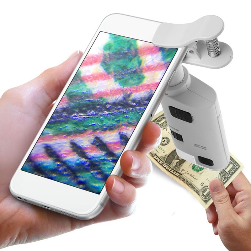 80-120X LED Cell Phone Microscope Mini Smart Phone Lens Magnifier