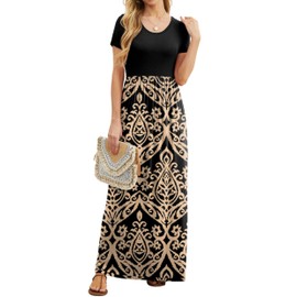 GRECERELLE Womens Summer Maxi Dress Casual Soft Loose Long Dresses for Graduation Resort Hawaiian Plus Size 2XL, Boho Khaki