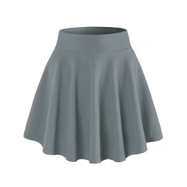 DJT Fashion Women's Basic Versatile Stretchy Flared Casual Mini Skater Skirt XX-Large Grey