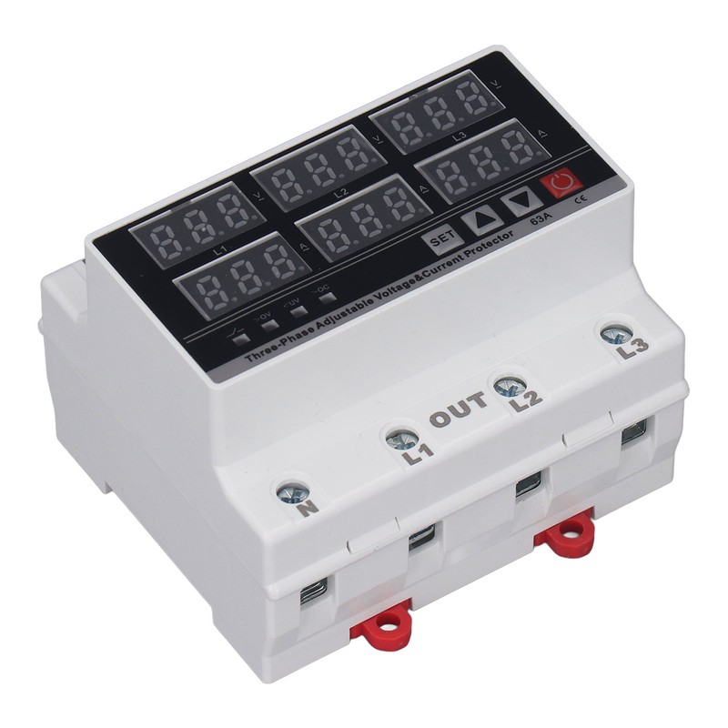 Under Over Voltage Protector 63A 3 Phase 4 Wire Adjustable
