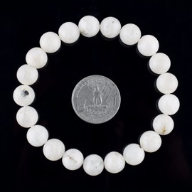 Mental Strength and Emotional Balance - Unisex Stretchable Elastic Bracelet - Natural Gemstone Beads Dainty Men-Women Jewelry, Birthstone, Healing, Chakra, Yoga Balancing, Reiki (Moonstone)