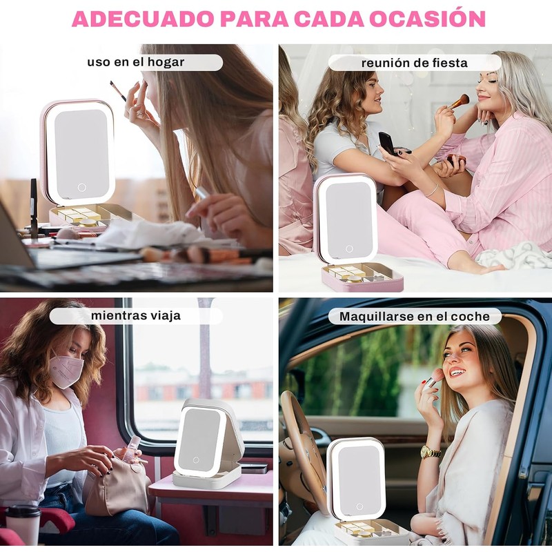Caja de maquillaje con espejo LED ajustable – AntSay –