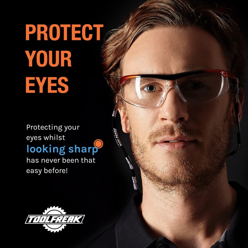 ToolFreak Dev2 Safety Glasses Clear Wraparound Lens Rated for Impact