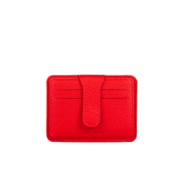 grande 3607 Genuine Leather Card Holder For Women and Men Slim Minimalist Small Snap Wallet (Red)