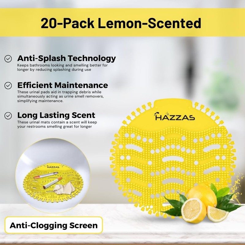 10 Pack of Hazzas Lemon Scented Urinal Mats - Ultimate