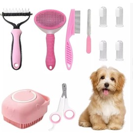 Dog Brush for Shedding,10 PCS in 1 Pet Slicker Hair Kit with Pet Nail Clipper and File - Dog Cat Grooming Deshedding Undercoat Rake Brush Comb for All Small Large Dogs Cats