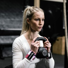 BIOMORPH Professional Wrist Wraps 54 cm for Fitness, Bodybuilding, Strength Sports & Crossfit, Wrist Wraps for Women and Men (Pink Camo)