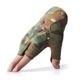 ThreeH Guantes Tácticos Guantes de Moto de Medio Dedo Tejido Transpirable Antideslizante Almohadilla Antigolpes para Hombre Mujer