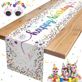Table Runner Birthday 180 x 35 cm Table Runner Party Table Decoration Birthday Happy Birthday Table Runner Birthday Table Runner for Boys Girls Birthday Party Decoration