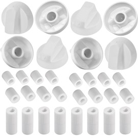 Seentech 8- Pack Control Knobs Replacement with 12 Adapters for Oven, Stove, and Range - Versatile and Wide Application for Various Models (White)