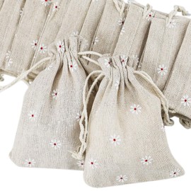 20 Pcs Linen Drawstring Bags, 10x14 cm Cotton Bags Fabric Drawstring Cotton Gift Bag Small Hessian Gift Bags Christmas Sack Small Gift Pouches Jewelry Favors Bags Wedding Decorations Party Bags