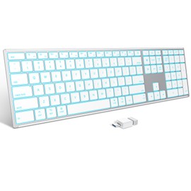 OMOTON 2.4G Wireless & Bluetooth Keyboard for Mac, 2.4G Receiver with Type-C and USB A Dual Interface, Dual Bluetooth Channels Full Size Keyboard for Mac/MacBook/iMac, White