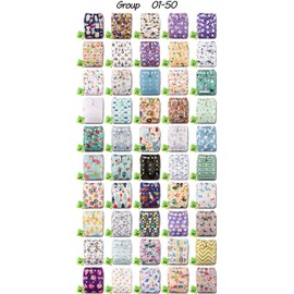 Littles & Bloomz, Reusable Pocket Cloth Nappy, Fastener: Popper, Set of 1, Pattern 8, Without Insert