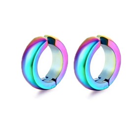 Unbranded 1 Pair Men Women Non-Piercing Earrings Stainless Steel Ear Clip On Fake Ear Hoop - Multicolor(2pcs)