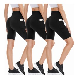 CAMPSNAIL - Set 3 Biker Shorts Mujer Deportivo Licra Gym Yoga Con Bolsas