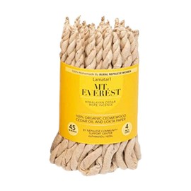 Lamatar1 Mt Everest Himalayan Region Cedar Rope, from Kathmandu Nepal, Eco-Friendly, Used for Aromatic Ambiance, Healing, Purification, Made from Pure Cedar Wood, Natural & Safe, 45 Ropes in a Bundle
