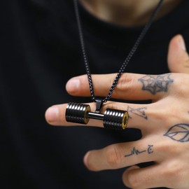 Dumbbell Necklace For Men Women Charm Stainless Steel Weight Lifting Necklace Chain Fitness Gym Dumbbell Pendant Jewelry For Father Bro Him Fitness Enthusiast Coach Athletes