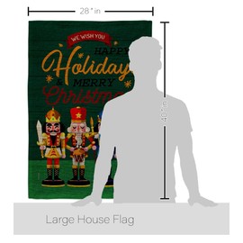 Breeze Decor Nutcracker Holiday House Flag Pack Wintertime Christmas Santa Marry Xmas Present Reindeer Season Snow Support Our Troops Banner Small Garden Yard Gift Double-Sided, Made in USA