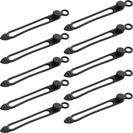 TENOC Silicone Cable Ties 10 Pcs Black Reusable Cable Holder Elastic Cord Straps Flexible Wire Organizer for Phone Tablet Charging Cable and Headset or Others