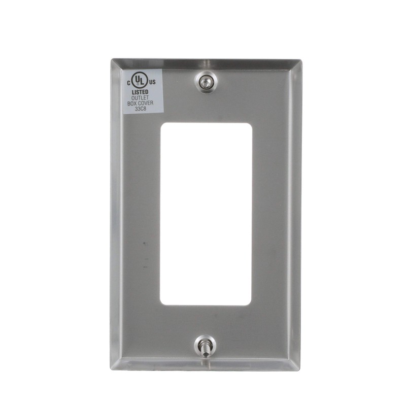 EATON Wiring 93401 Standard Size Stainless Steel 1-Gang Decorator Wallplate,