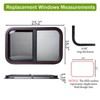 24"x15" RV Sliding Window - Horizontal Teardrop Style, DOT-Certified Tempered