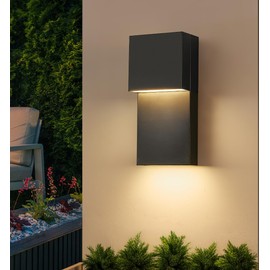 tewei Modern LED Outdoor Wall Sconce 20W Exterior Lighting Fixtures, Black Outside Lights for House Integrated LED Outdoor Wall Mount Lights for Front Porch Garage, Warm White 3000K, 1 Pack