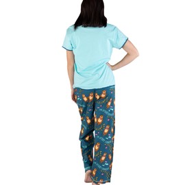 Lazy One Women's Pajama Set, Short Sleeves with Cute Prints, Relaxed Fit, Animal (Otterly Exhausted, X-Large)