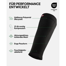 DANISH ENDURANCE Calf Compression Stockings Footless Calf Sleeve Compression Sleeves 21-26mmHg for Men & Women 1 Pair & 3 Pairs, 3 Pairs Black