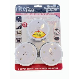 Ritelite Rite Lite LPL593 LED Micro Puck Light 3 Pack