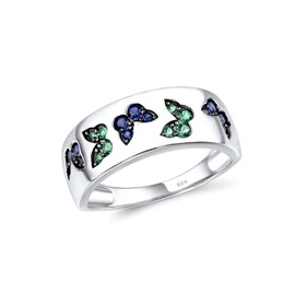 Santuzza 925 Sterling Silver Butterfly Ring Created Sapphire Green Spinel Ring for Women (8)