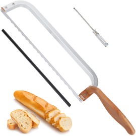 Ittnim Bread Knife Handmade Bread Bow Knife 16" Serrated Bowl Knife, Bread Saw Sourdough Knife Aluminum Alloy Sourdough Cutter Suit for Left & Right Handed People to Cut Baguettes Vegetables Fruits