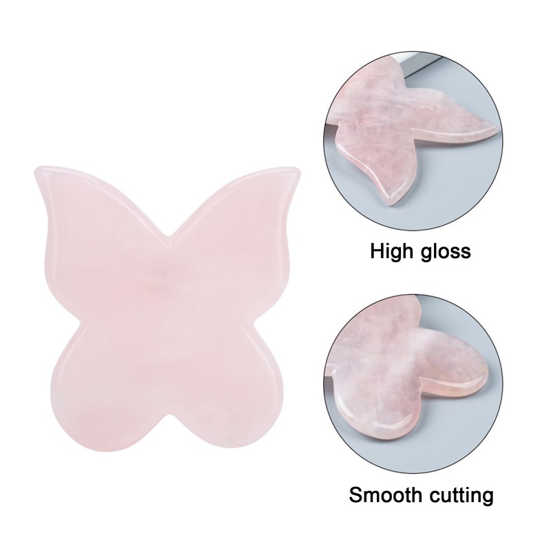 Pink Jadestone Scraping Board Butterfly Shape Massaging Gua Sha Board