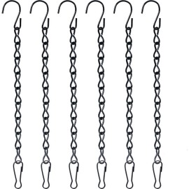 YIZHIXIANGQ Hanging Chains, Pack of 6 Hanging Basket Chains, Metal Chain for Hanging, Hanging Chain, Black, 24 cm Hanging Chain with Hooks for Bird Cage, Flower Pot, Wind Chimes