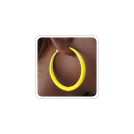 Yellow Hoop Earrings for Women 1.97in Trendy 80s 90s Neon Earring Glossy Christmas Earring for Daughter Mom Yellow Accessorie Costume Jewelry C-YL
