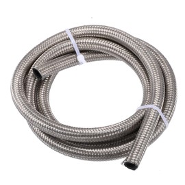 X AUTOHAUX 5ft AN6 Universal Car Braided Oil Fuel Gas Line Hose Silver Tone