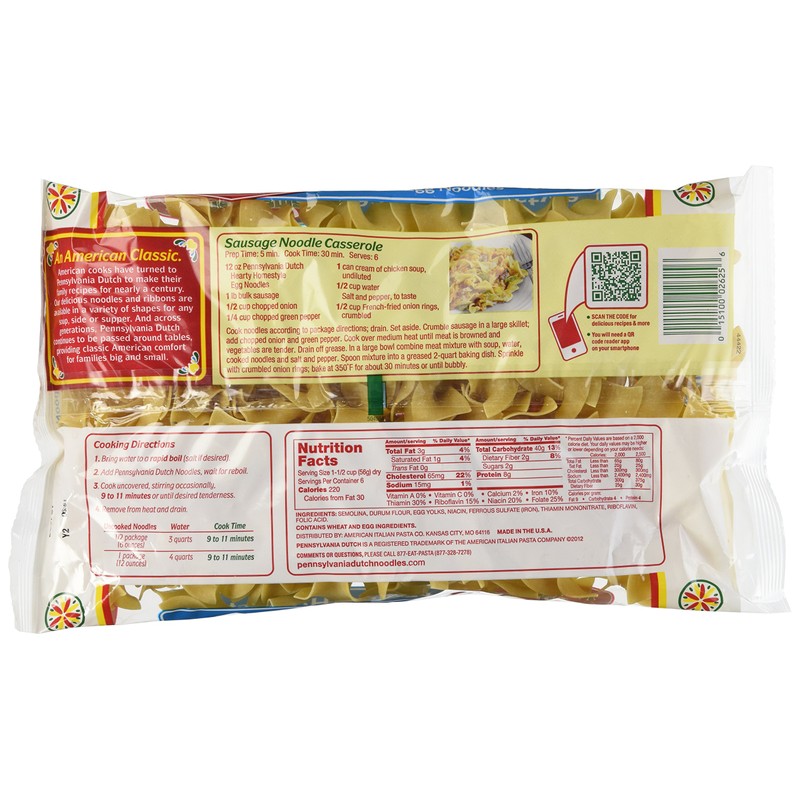 Pennsylvania Dutch Hearty Homestyle Egg Noodles, 12 Oz. Bag (Quantity