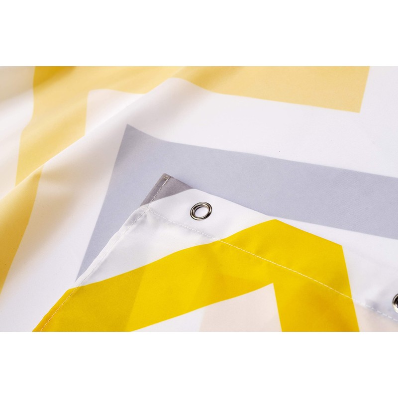 Croydex Yellow & Grey Chevron Textile Shower Curtain with Hygiene
