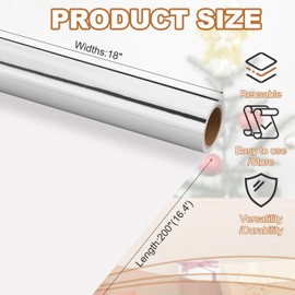 PATIKIL Metallic Wrapping Paper, 18 Inch x 200 Inch(16.4Ft) Foil Wrapping Paper Matte Gift Wrapping Paper Roll 120 GSM for Gift Christmas Wedding Birthday Women Men, Silver Tone