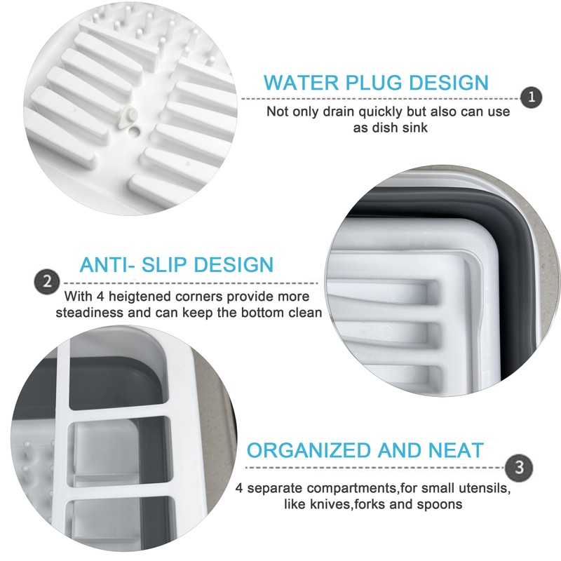 MontNorth Collapsible Dish Drainer with Drain Plug and Swivel Spout,