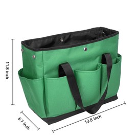 Yanglonghui Tool Bag Garden Tote Large Organizer Bag Carrier Gardening Storage Tote with Interior Exterior Side Pockets Handles Strap for Garden Plant Tool Set Store Content Bag (Green)