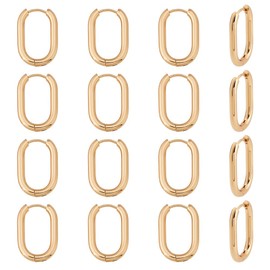 UNICRAFTALE 8 Pairs 18K Gold Plated Hoop Earrings for Women Trendy Square Hoop Earrings Geometric Minimalist Rectangle Huggie Hoops Earrings Stainless Steel Oval Hoop Earrings