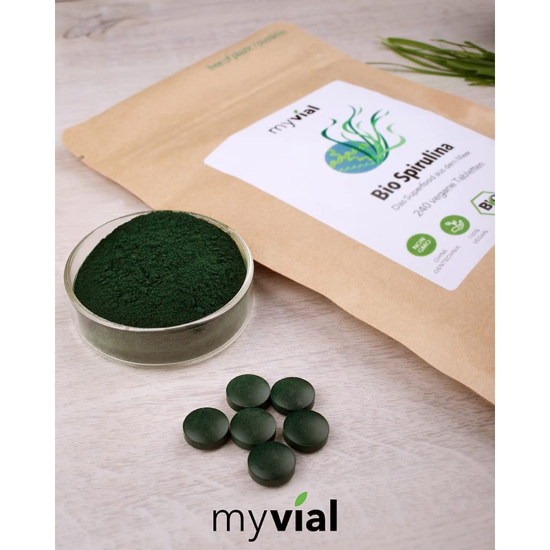 myvial® Organic Spirulina Tablets Pellets High Dose Pack of 240
