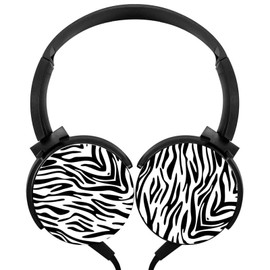Zebra Stripe Wired Headphones Headsets Foldable Over Ear for Kids or Adults