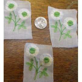 Unbranded 3 Vintage 1960's Iron on Embroided white  floral appliques  for vintage jeans