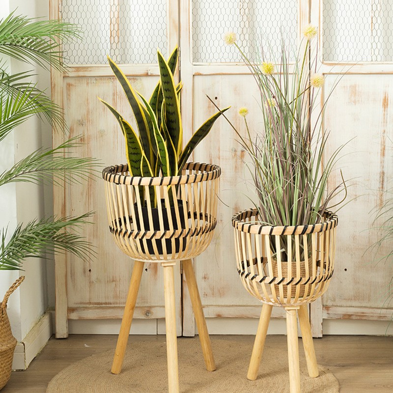 Woven Flower Pot Faux Rattan Planter High Living Room Floor