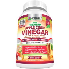 Apple Cider Vinegar Capsules with The Mother 1500mg – Plus Ceylon Cinnamon, Ginger & Cayenne – Detox, Digestion & Metabolism Support – 120 Capsules