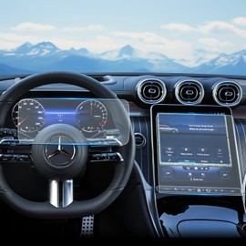 WEIPIN For 2PCS Glossy Tempered Glass 2022 2023 2024 2025 2026 GLC300 C300 W206 & 2023 2024 2025 2026 AMG C43 & 2024 2025 2026 AMG C63 12.3 Inch Touchscreen & 11.9 Inch Dashboard Screen Protector