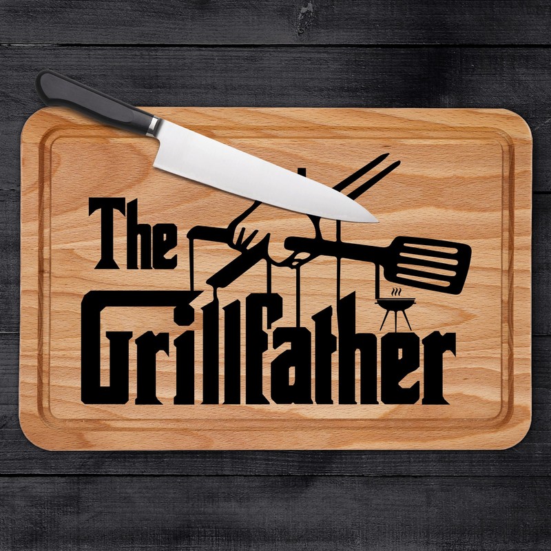 BBQ Chopping Board for Dad The Grillfather Cheese Meats Kitchen